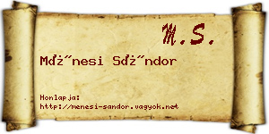 Ménesi Sándor névjegykártya